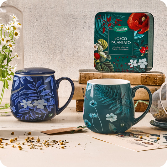 Infusiera Herbal Mug 380ml con Filtro e Coperchio | Illustrazione Uccelli