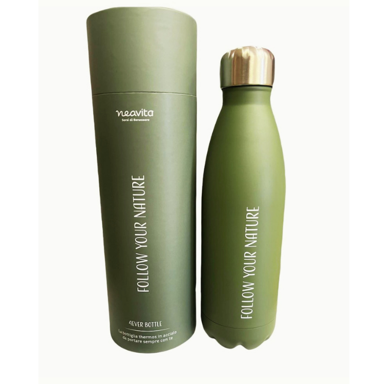 Forever Bottle Bottiglia Termica 500 ml Inox – Verde Menta Piperita (Caldo 12h | Freddo 24h)