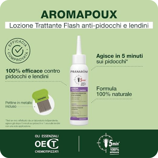 Lozione Trattante Rapida Pidocchi e Lendini Aromapar+ Pranarôm 100ml con Pettine