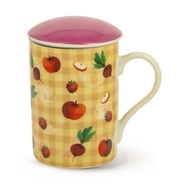 Infusiera "Happy Fruits" con Filtro Inox e Coperchio – Rosa o Gialla