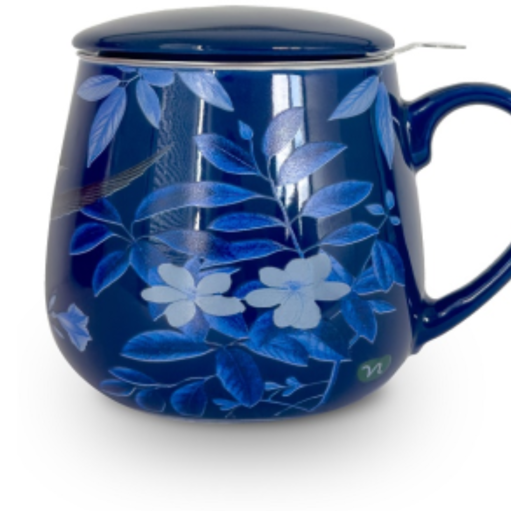 Infusiera Herbal Mug 380ml con Filtro e Coperchio | Illustrazione Uccelli