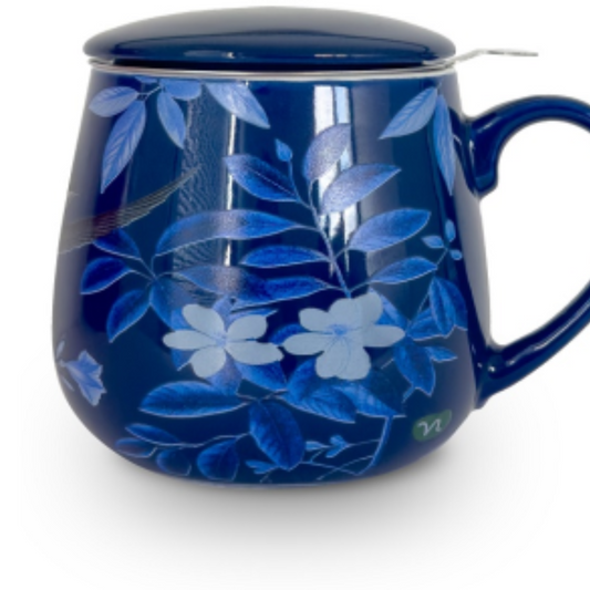 Infusiera Herbal Mug 380ml con Filtro e Coperchio | Illustrazione Uccelli
