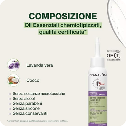 Lozione Trattante Rapida Pidocchi e Lendini Aromapar+ Pranarôm 100ml con Pettine