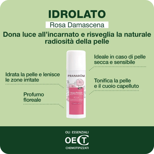 Pranarom Idrolato Rosa Damascena Bio 50ml | Bruma Viso, Corpo e Capelli