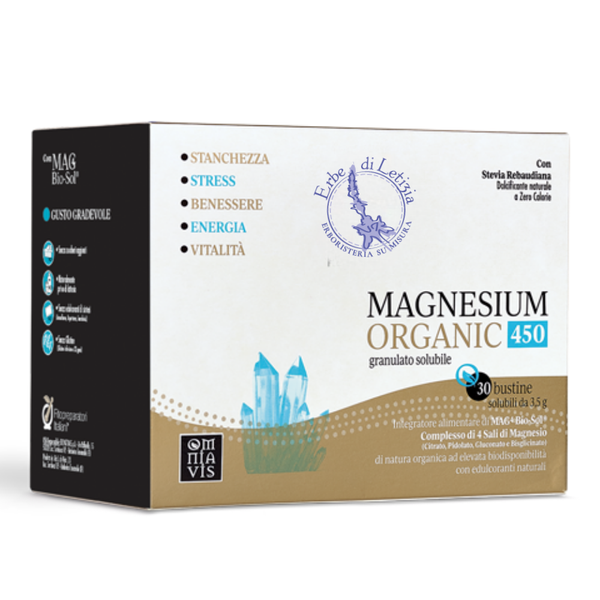 Magnesium Organic 450 Granulato Solubile — Complesso 4 Sali di Magnesio, 30 Bustine