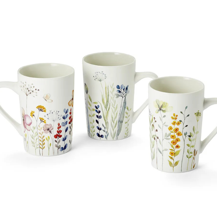 Tazza Mug in Porcellana Wildflower 300 ml – 3 Fantasie Floreali - Finitura opaca
