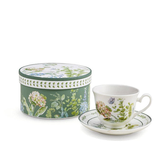Tazza con piattino Ortensie